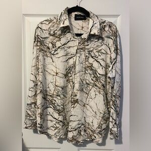 CALVIN TRAN Marble Long Sleeves Button Up Blouse Size OS